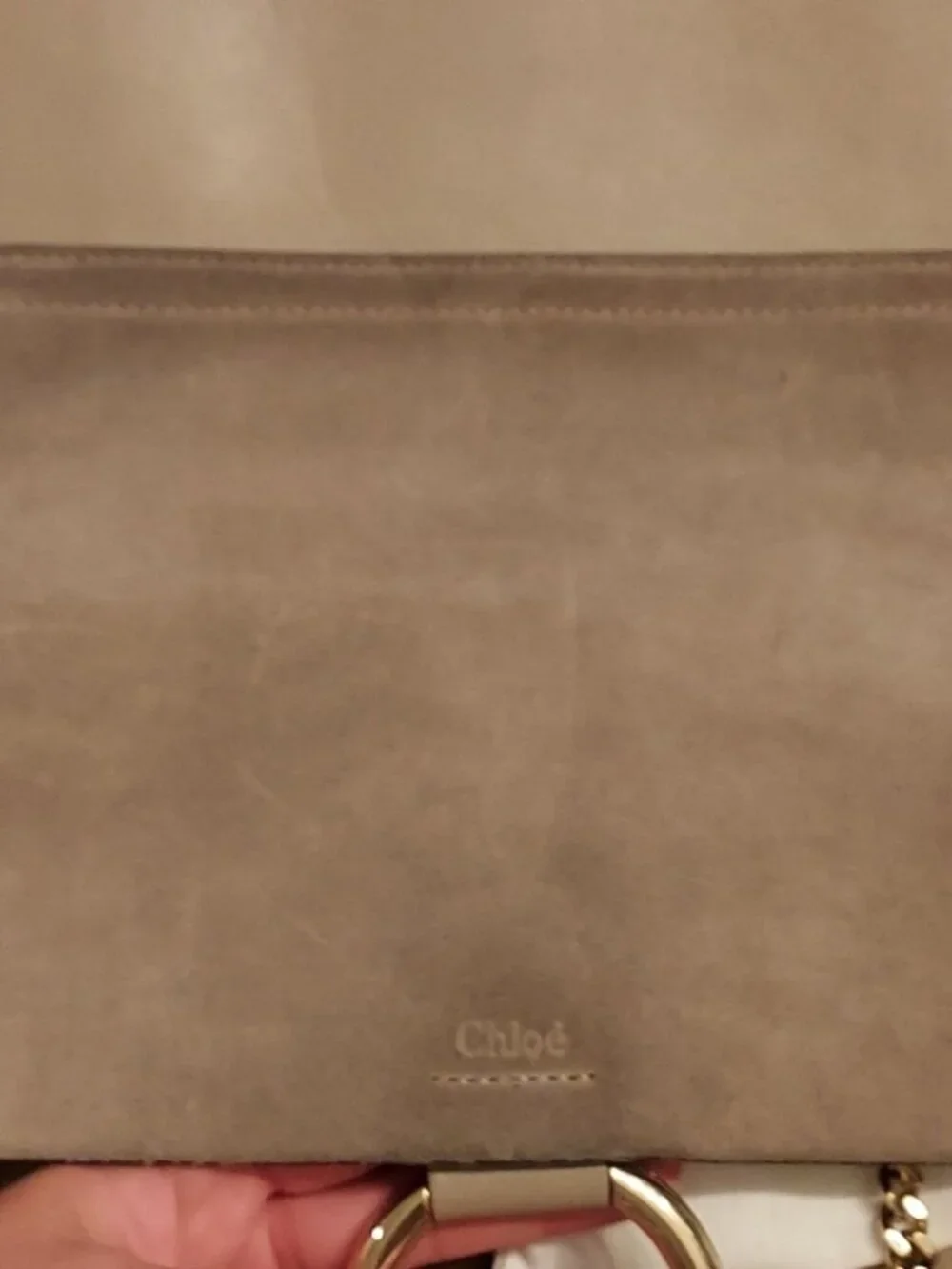 Chloé Faye Small Motty Grey Suede Leather Crossbody Shoulder Bag
